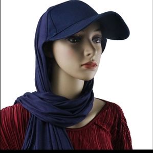 Sports Jersey Hijab/Scarf Attached With Baseball Cap Excellent for Summer- Navy